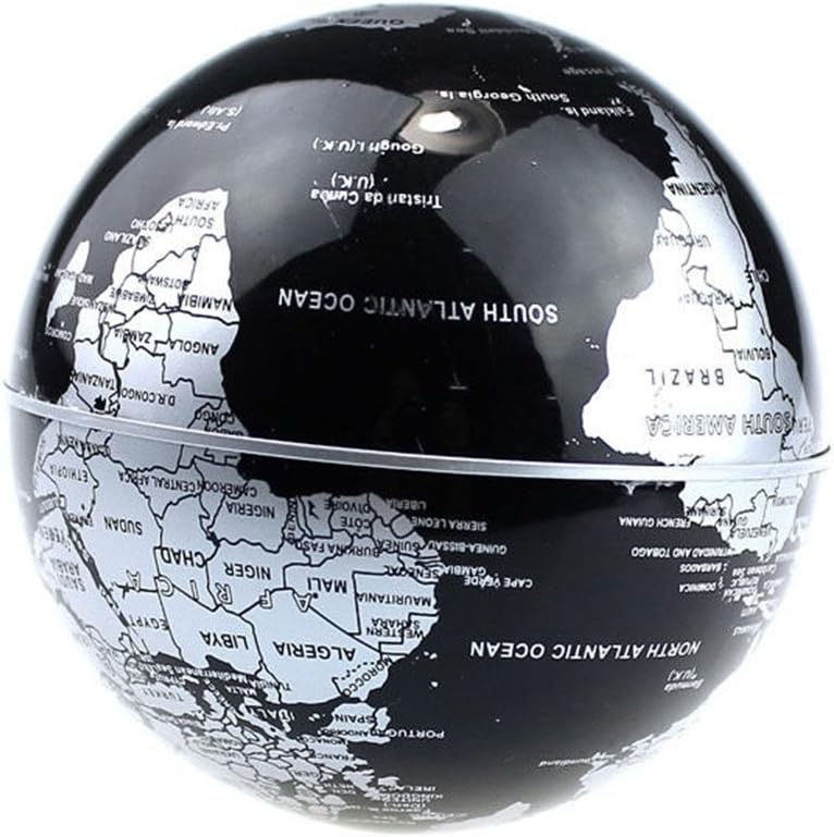 Floating Globe with LED Lights C Shape Magnetic Levitation Floating Globe World Map for Desk Decoration (Black)